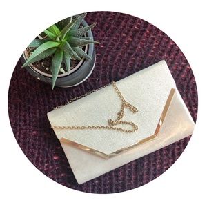 Gold Glitter Metallic Chain Clutch